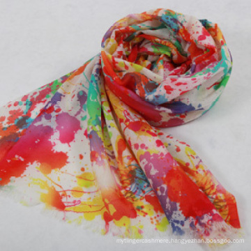 High quality .hot fashion elegant Digital printing 100% wool shawl